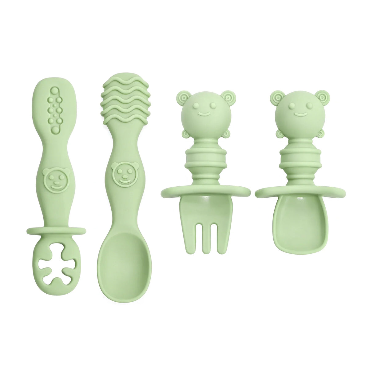 4pcs Silicone Spoon & Fork Set Long & Short Handles for Different Feeding Needs Baby Self-feeding Training Baby Birthday Gift by FLIPSTYLEZLLC
