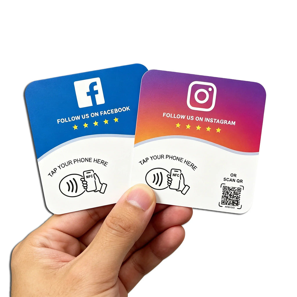 NTAG215 Programmable NFC Standing Card Editable 13.56MHz QR Code Google Review Square Table Display Card for Business by FLIPSTYLEZLLC
