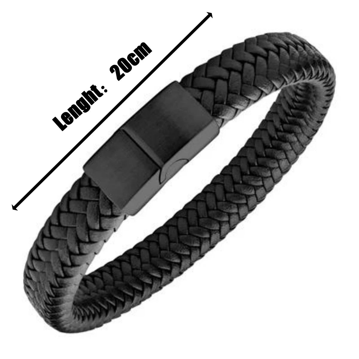 Retro Men's Leather Open Bangle, Simple Multi-Size Woven Leather Hand by AliExpress