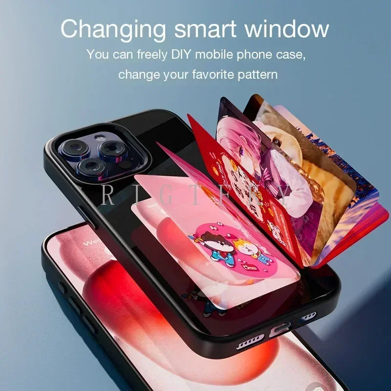 NFC Smart Screen Projection E Ink Painting Picture Phone Case For iPhone 17Pro Max 16 15 14 13 12Pro Cartoon Cover Battery Free by FLIPSTYLEZLLC