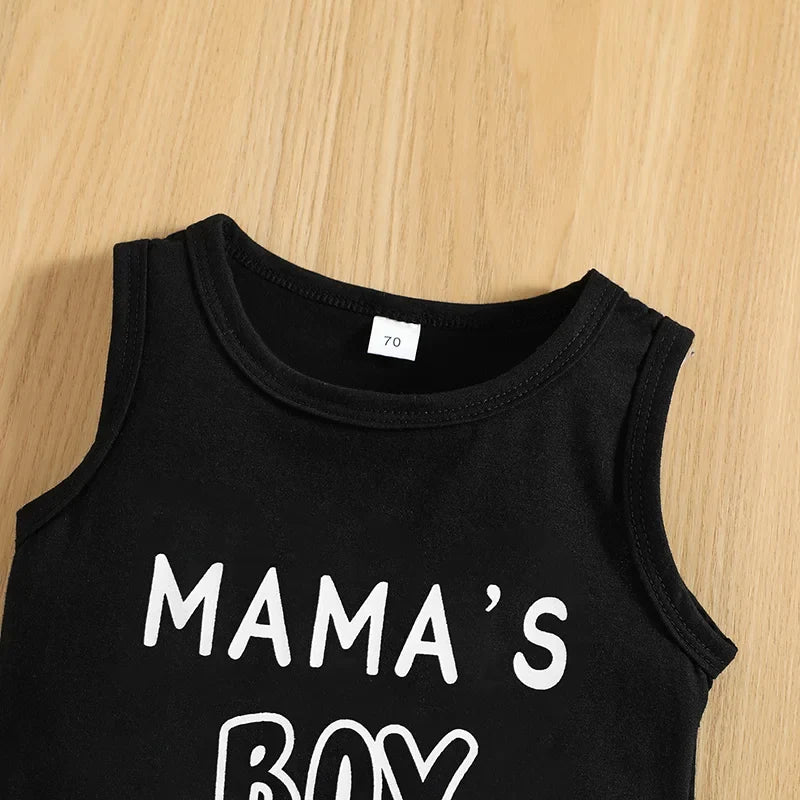 VISgogo Baby Boys Casual Clothes Set Letters Print Sleeveless Tank Top with Ripped Denim Shorts 2Piece Summer Outfit by FLIPSTYLEZLLC