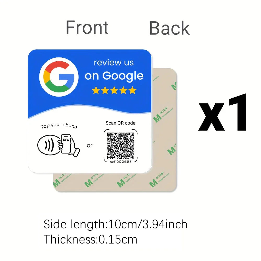 NTAG215 Programmable NFC Standing Card Editable 13.56MHz QR Code Google Review Square Table Display Card for Business by FLIPSTYLEZLLC