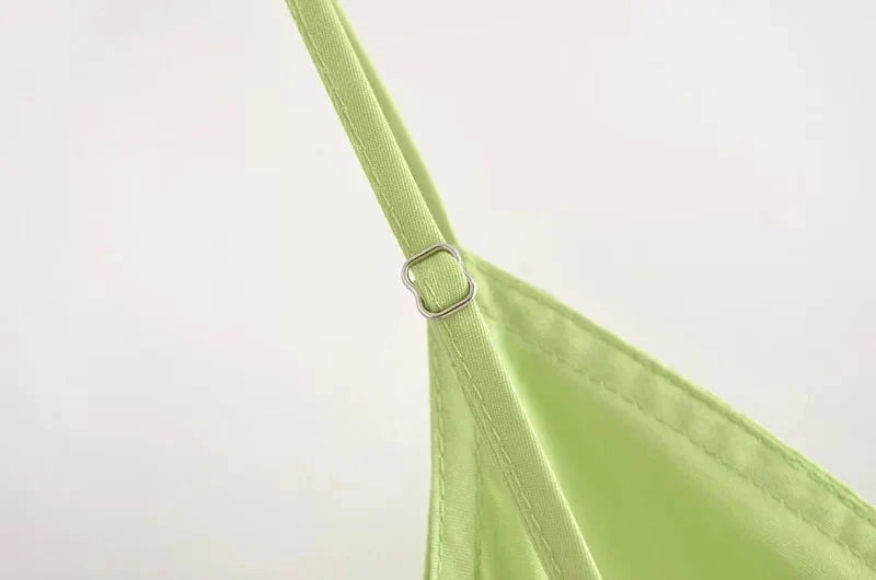 Foridol Elastic Smocking Green Cotton V Neck Summer Women's Dress Sleevless Long Green Maxi Casual Strapy Dress Solid Female by Ladyez