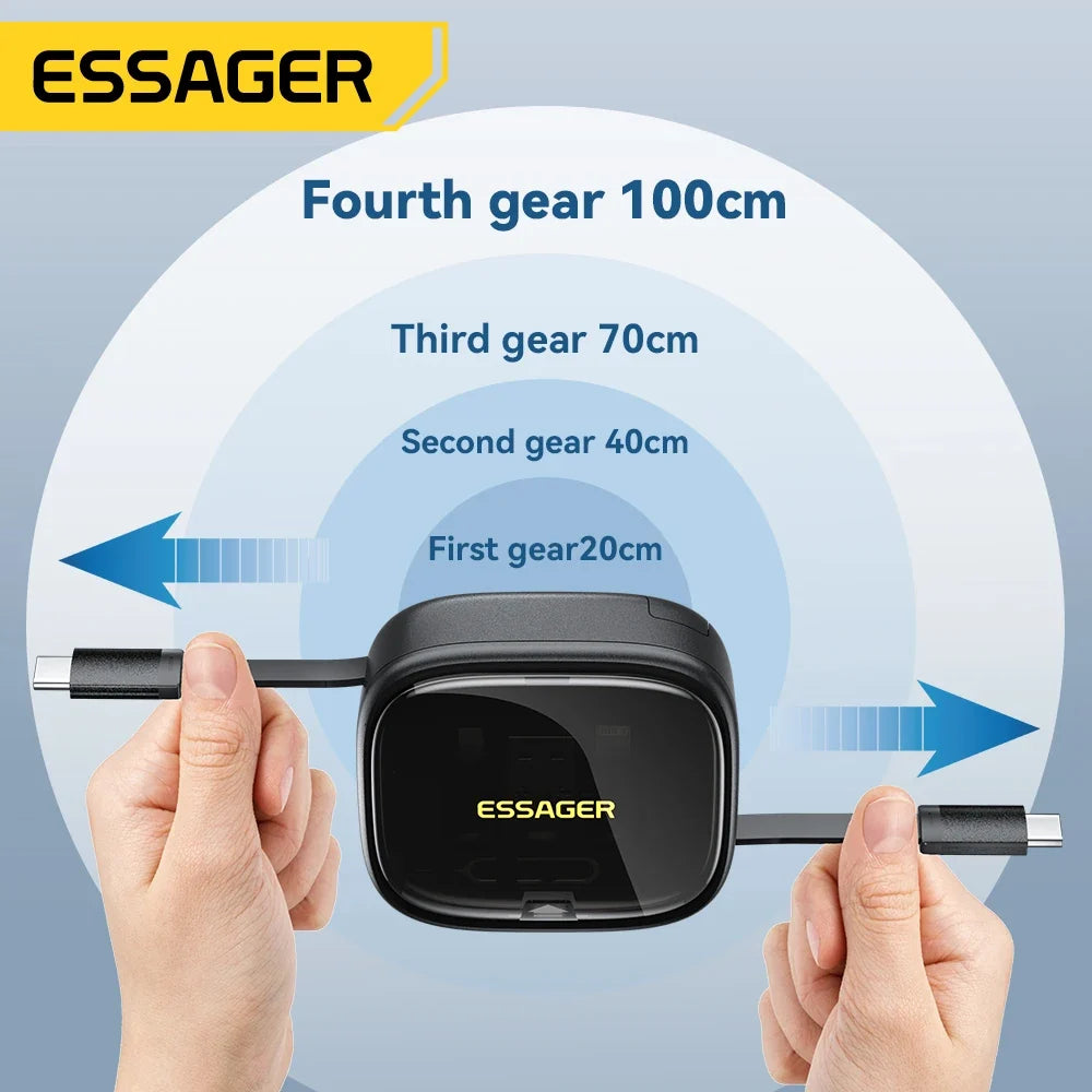 Essager 60W Fast Charge USB A/C To TypeC Micro Lightning Cable Mini Multifunctional Travel Storage Box With Phone Holder Pin Set by FLIPSTYLEZLLC