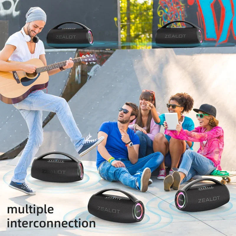 US-S97 80W High Power Portable Bluetooth Speaker RGB colorful Light Waterproof Wireless Subwoofer 360 Stereo Surround TWS FM by FLIPSTYLEZLLC