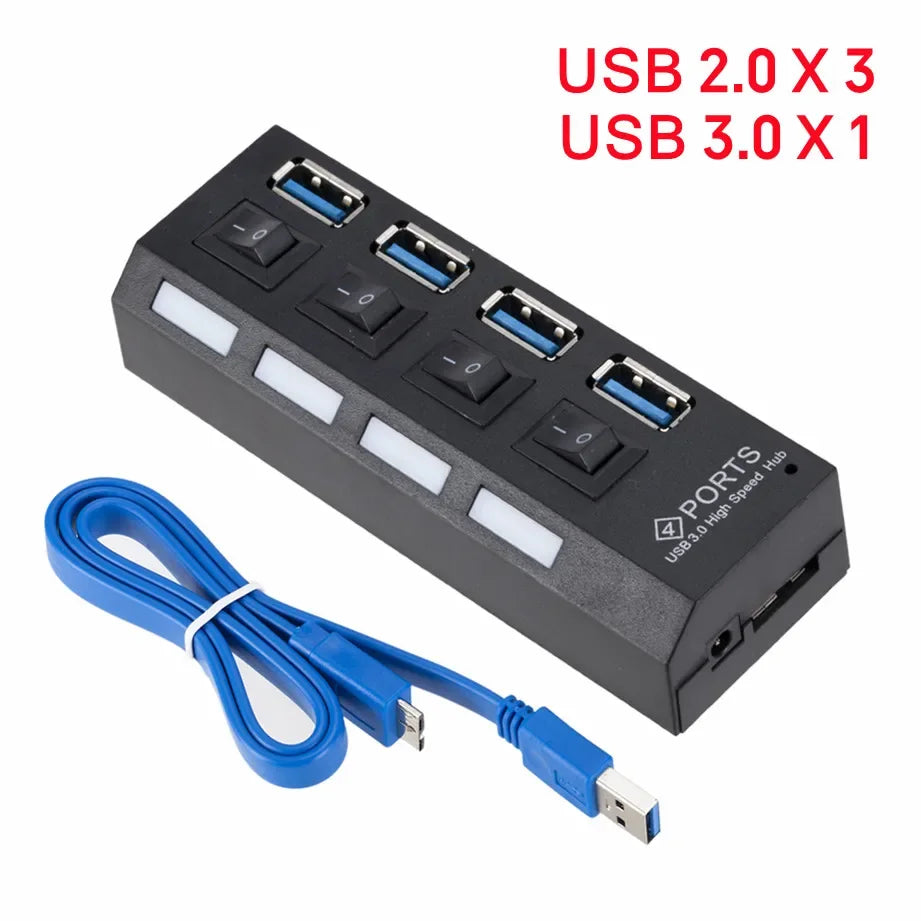 Mini USB HUB 3.0 Super Speed 5Gbps usb3.0 4 Ports HUB Portable Micro USB 3.0 HUB Splitter With External Power Adapter For PC Acc by FLIPSTYLEZLLC