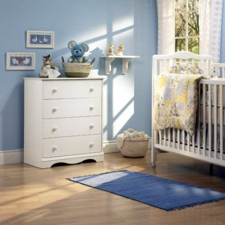 White 4 Drawer Bedroom Chest with Wooden Knobs by HomePacific
