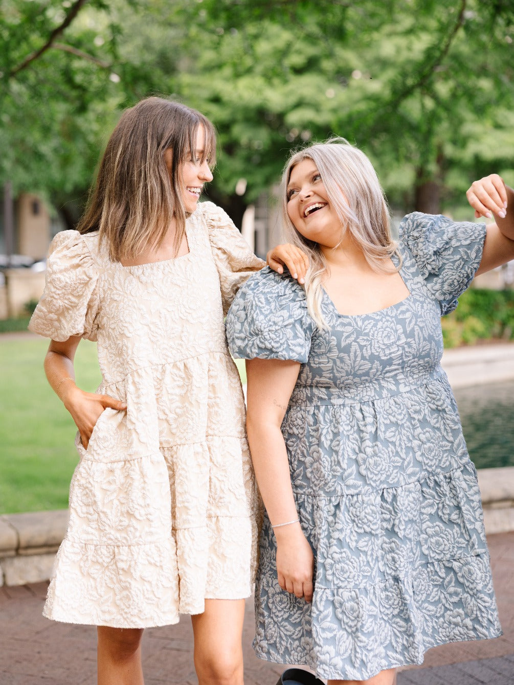 Dolly Doll Jacquard Dress, Beige by Grace+Emma