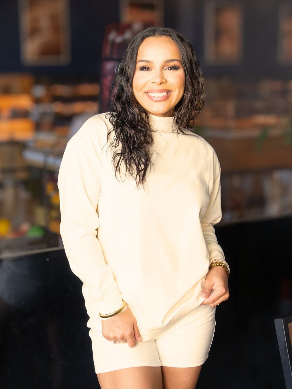 Mock Neck Sweatshirt, Ivory by Grace+Emma