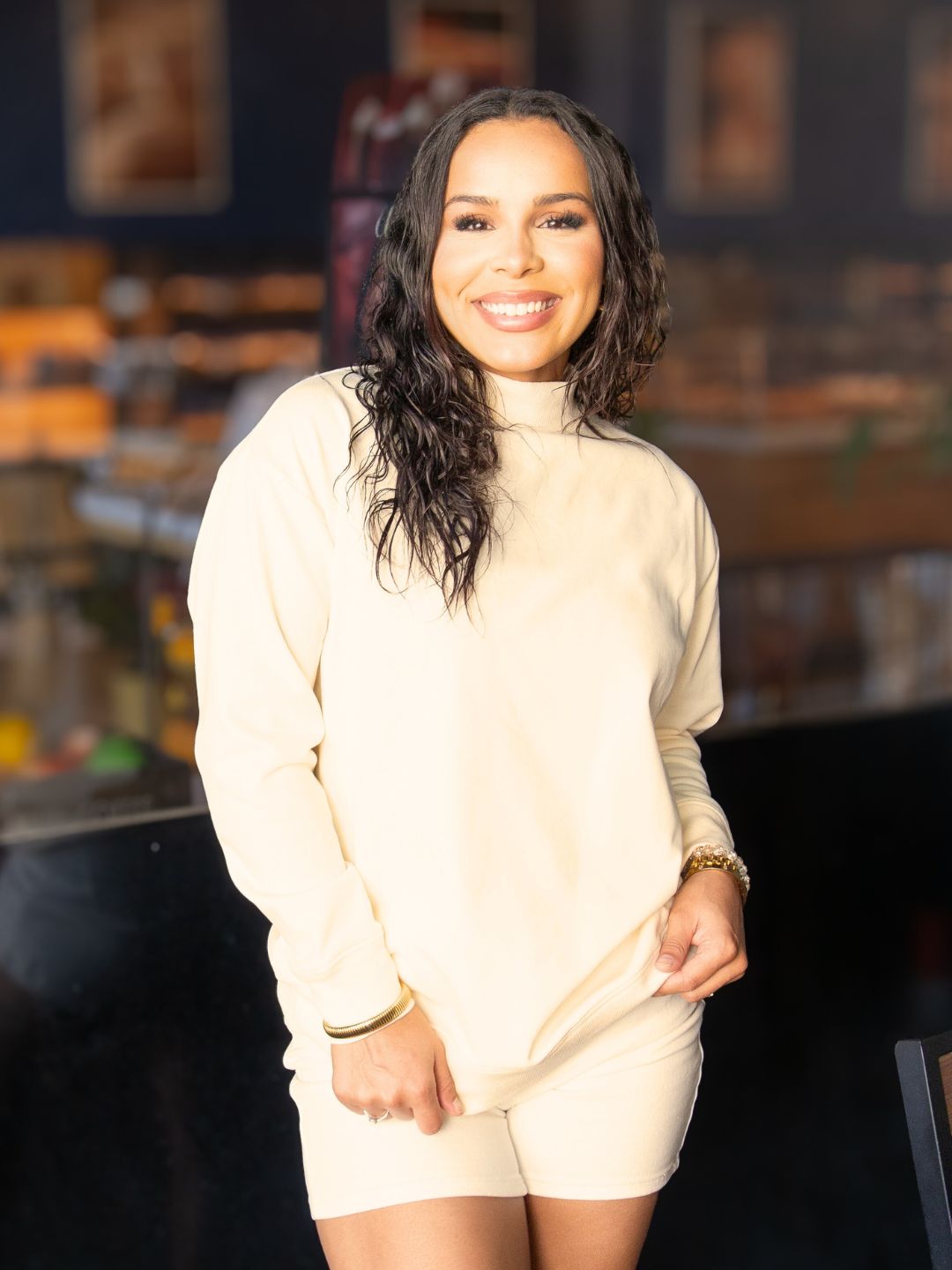 Mock Neck Sweatshirt, Ivory by Grace+Emma