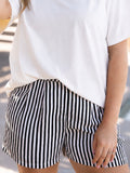 Trouser Shorts, Black Stripes by Grace+Emma
