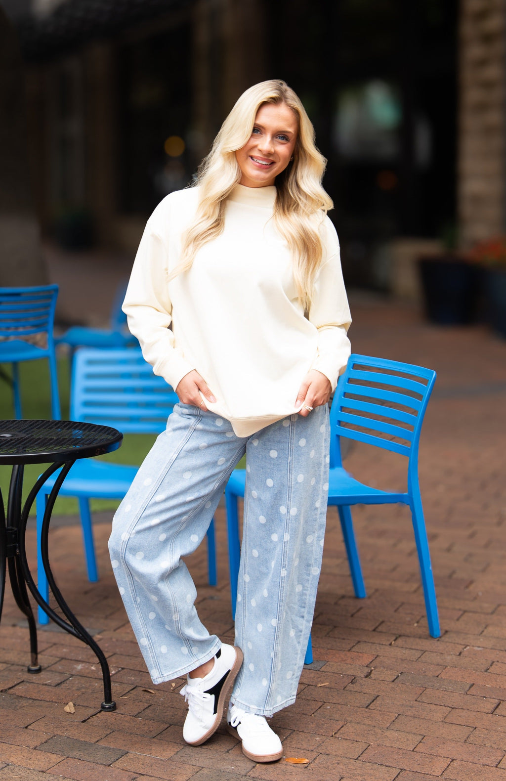 Mock Neck Sweatshirt, Ivory by Grace+Emma