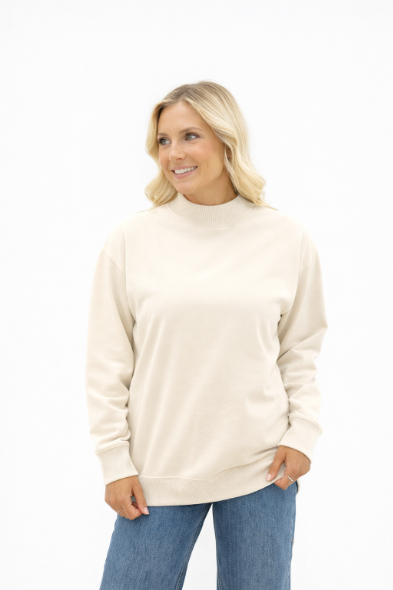 Mock Neck Sweatshirt, Ivory by Grace+Emma