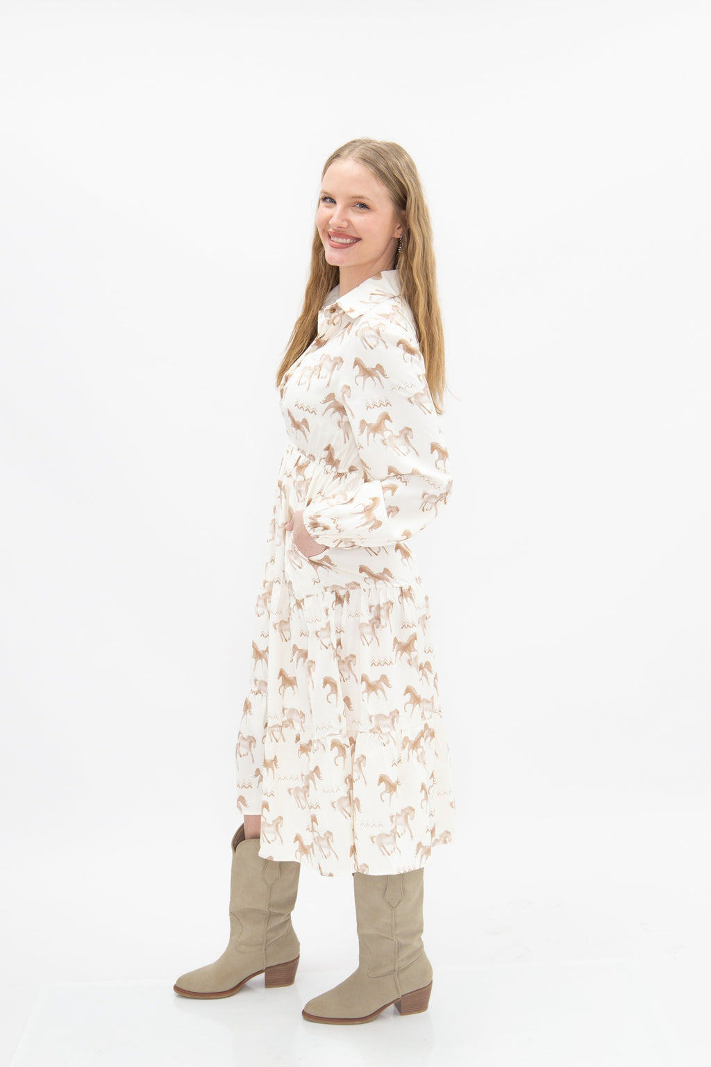 Horse Print Shirt Dress by Grace+Emma