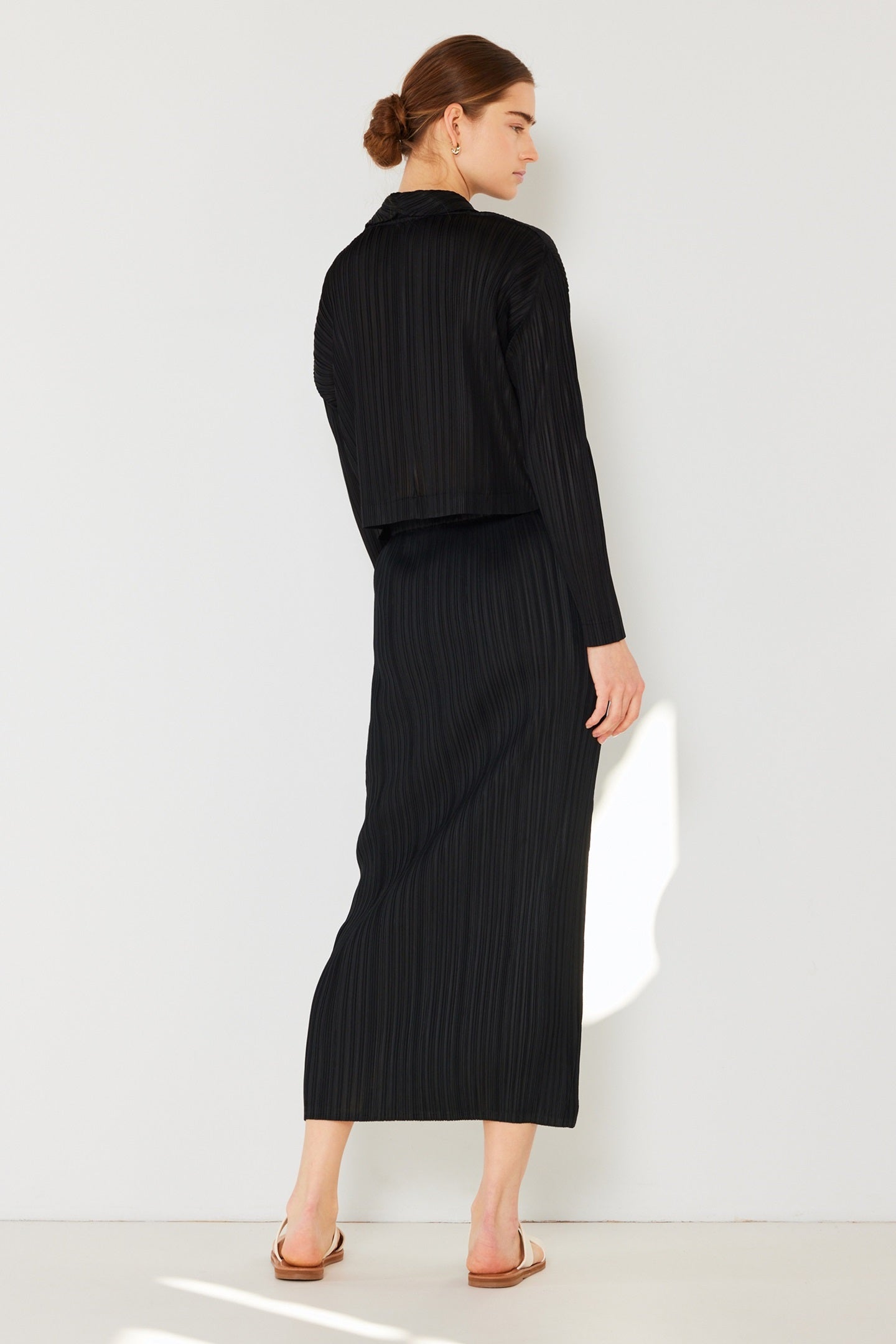 Pleated midi pencil skirt - SKT01H_Black by MARINA WEST SWIM