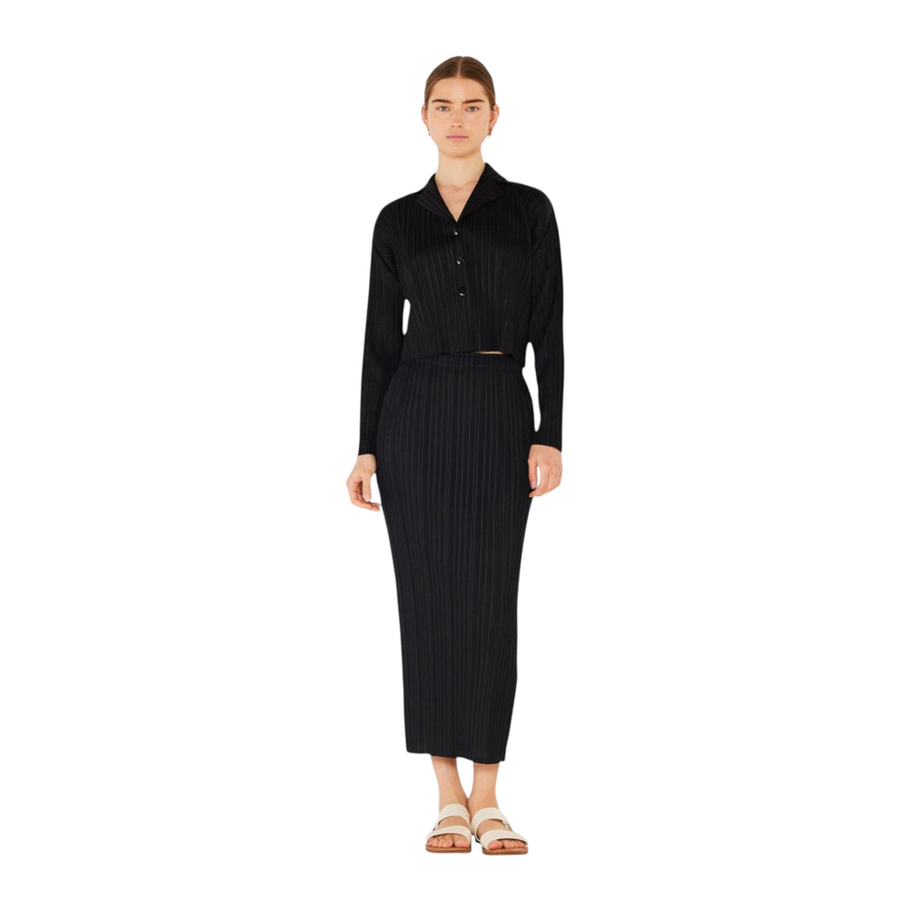 Pleated midi pencil skirt - SKT01H_Black by MARINA WEST SWIM