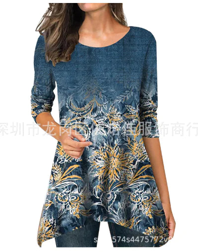 Plus Size Women's Floral Print Round Neck Dress by Trendy Attic Store01