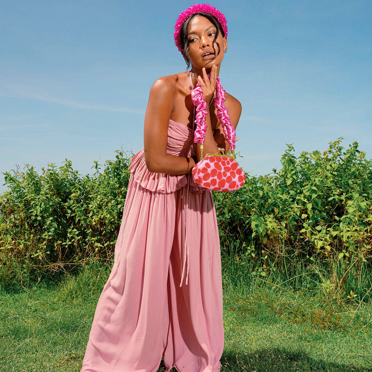 SRI Bamboo Palazzo Jumpsuit in Blush Pink by BrunnaCo