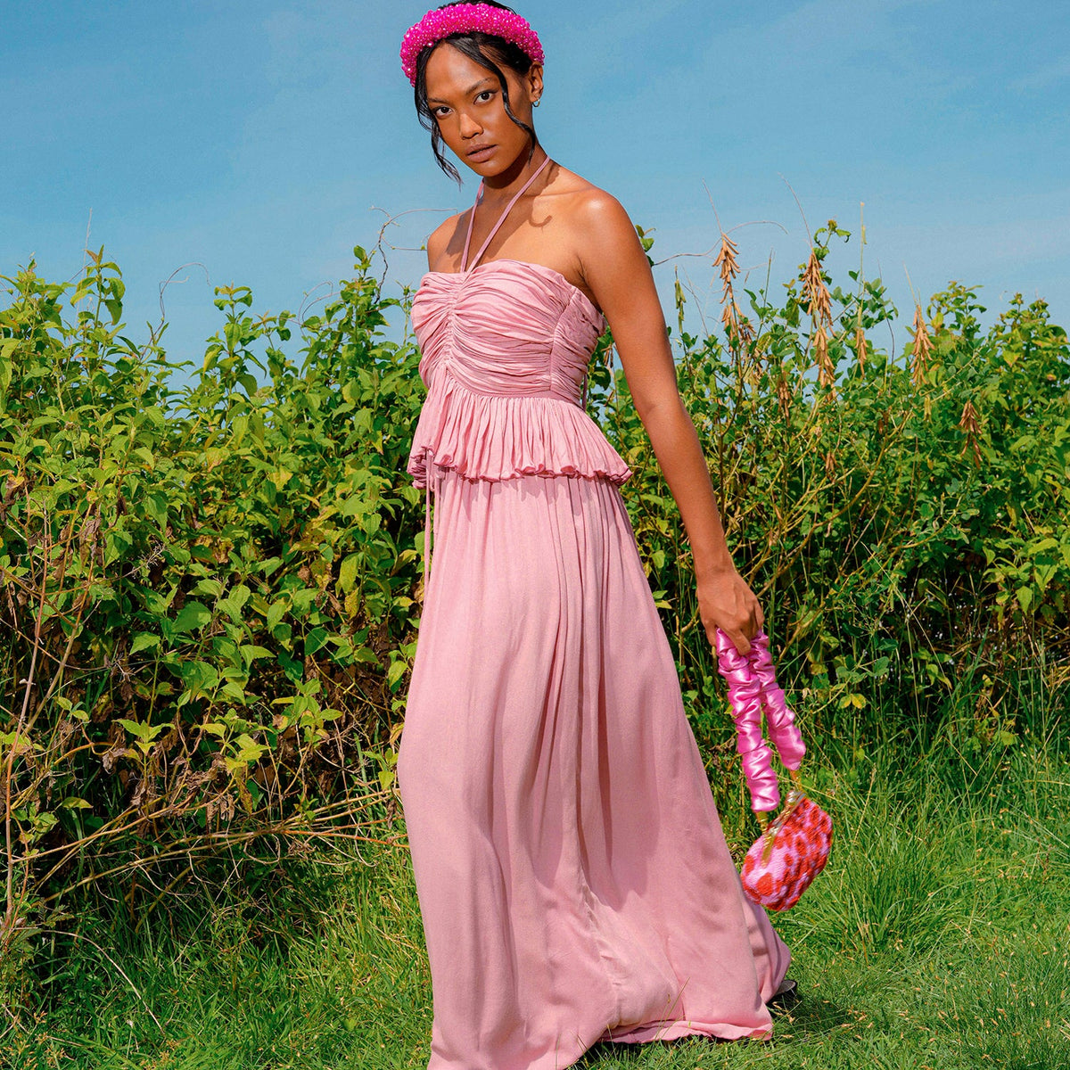 SRI Bamboo Palazzo Jumpsuit in Blush Pink by BrunnaCo