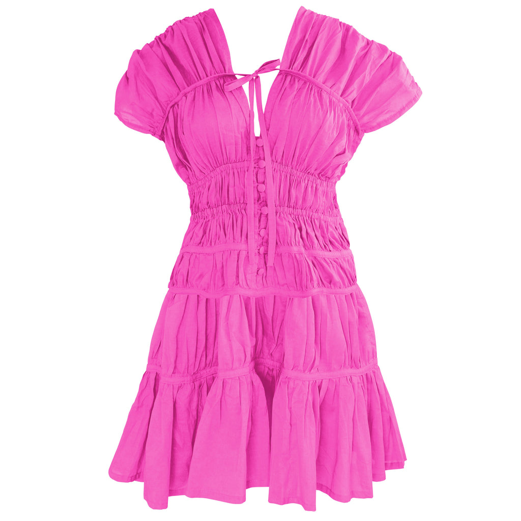 The Srikandi Ruffle Dress In Guava Pink by BrunnaCo