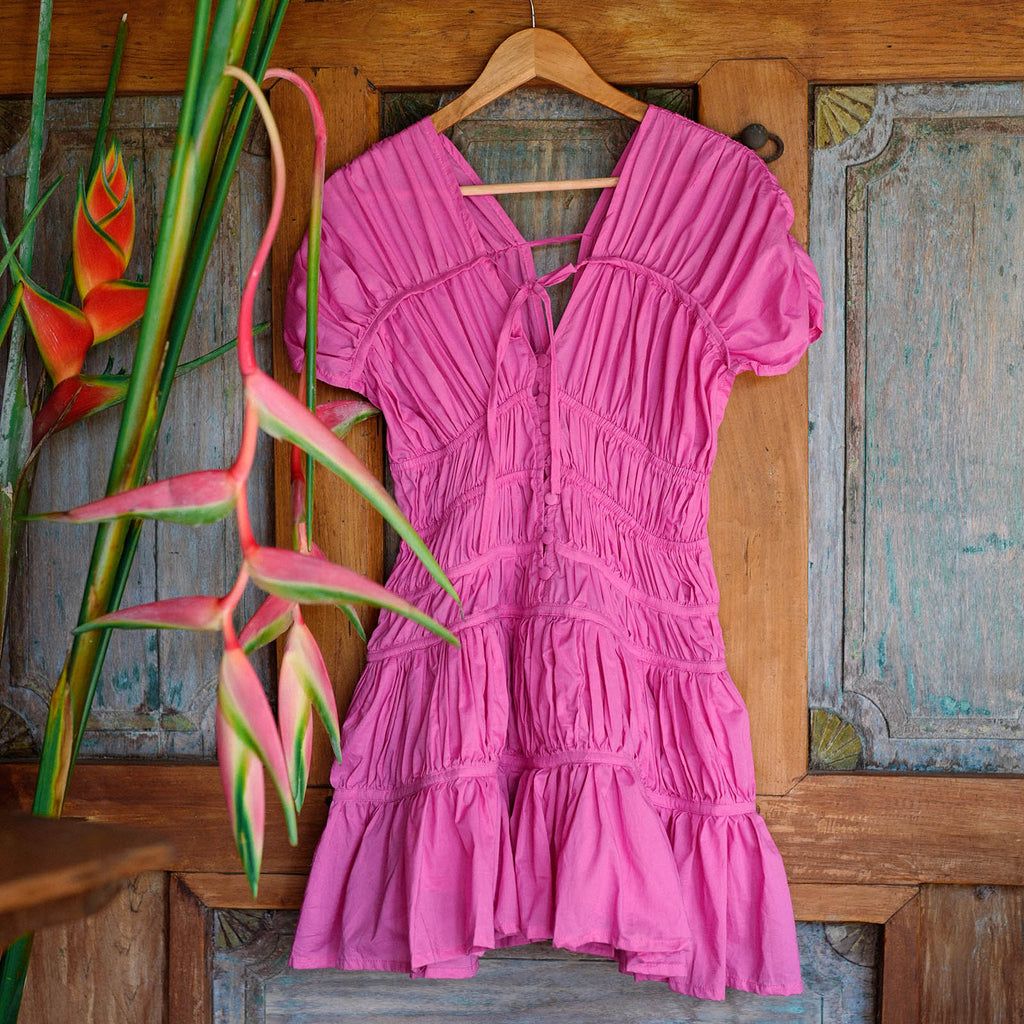 The Srikandi Ruffle Dress In Guava Pink by BrunnaCo
