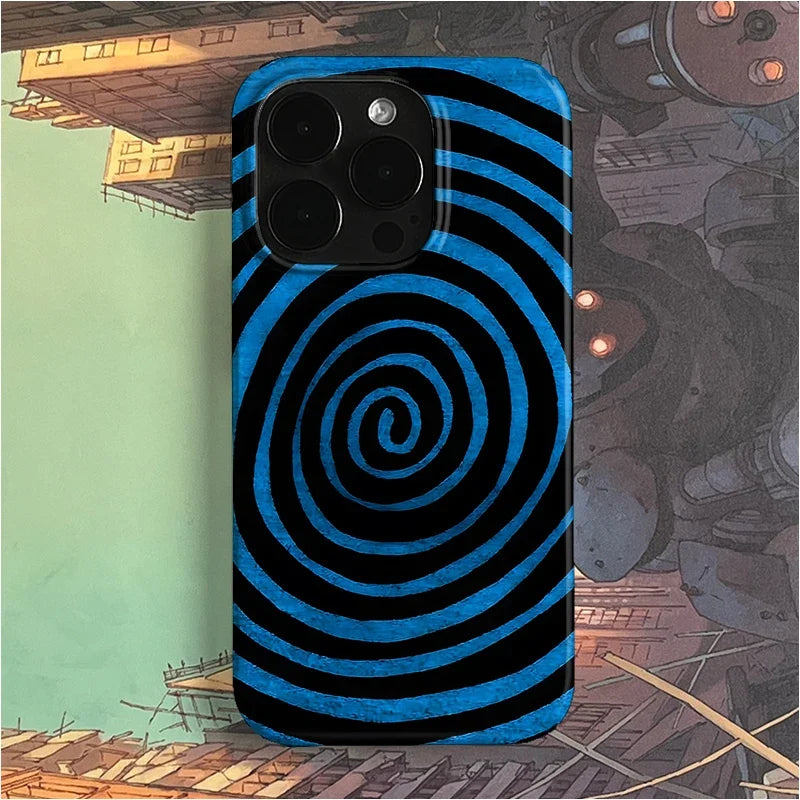 Black Blue Rotating Thread Art Niche Creative Cute Phone Case For iPhone 17 16 15 14 13 12 11 Pro XS Max XR 7 8 Plus MINI Cover by FLIPSTYLEZLLC