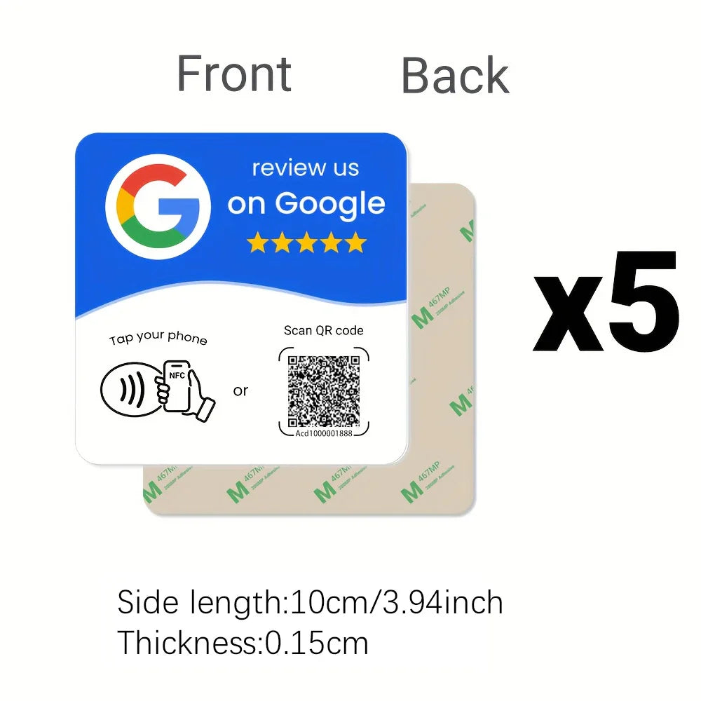 NTAG215 Programmable NFC Standing Card Editable 13.56MHz QR Code Google Review Square Table Display Card for Business by FLIPSTYLEZLLC