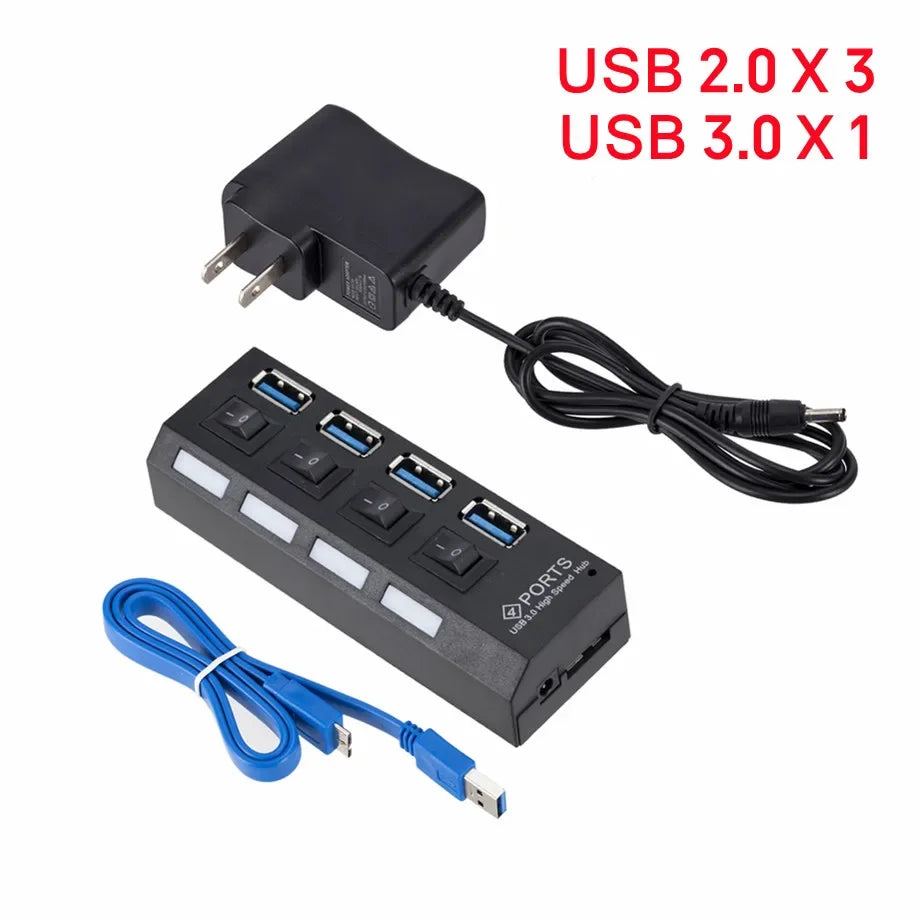 Mini USB HUB 3.0 Super Speed 5Gbps usb3.0 4 Ports HUB Portable Micro USB 3.0 HUB Splitter With External Power Adapter For PC Acc by FLIPSTYLEZLLC