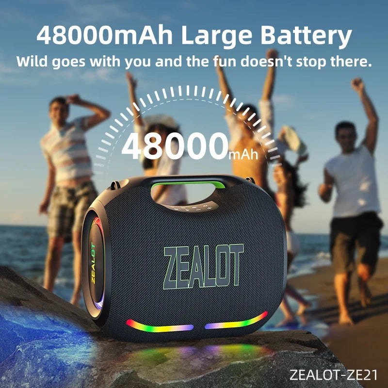ZEALOT-ZE21 250W Big Power Wireless TWS Subwoofer Bluetooth Speaker High Volume Waterproof Portable Mobile Power HIFI Sound by FLIPSTYLEZLLC