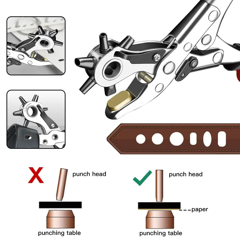 Leather Punch, 6-Size Rotating Belt Hand Hole Punch, Multi-Size Home by AliExpress