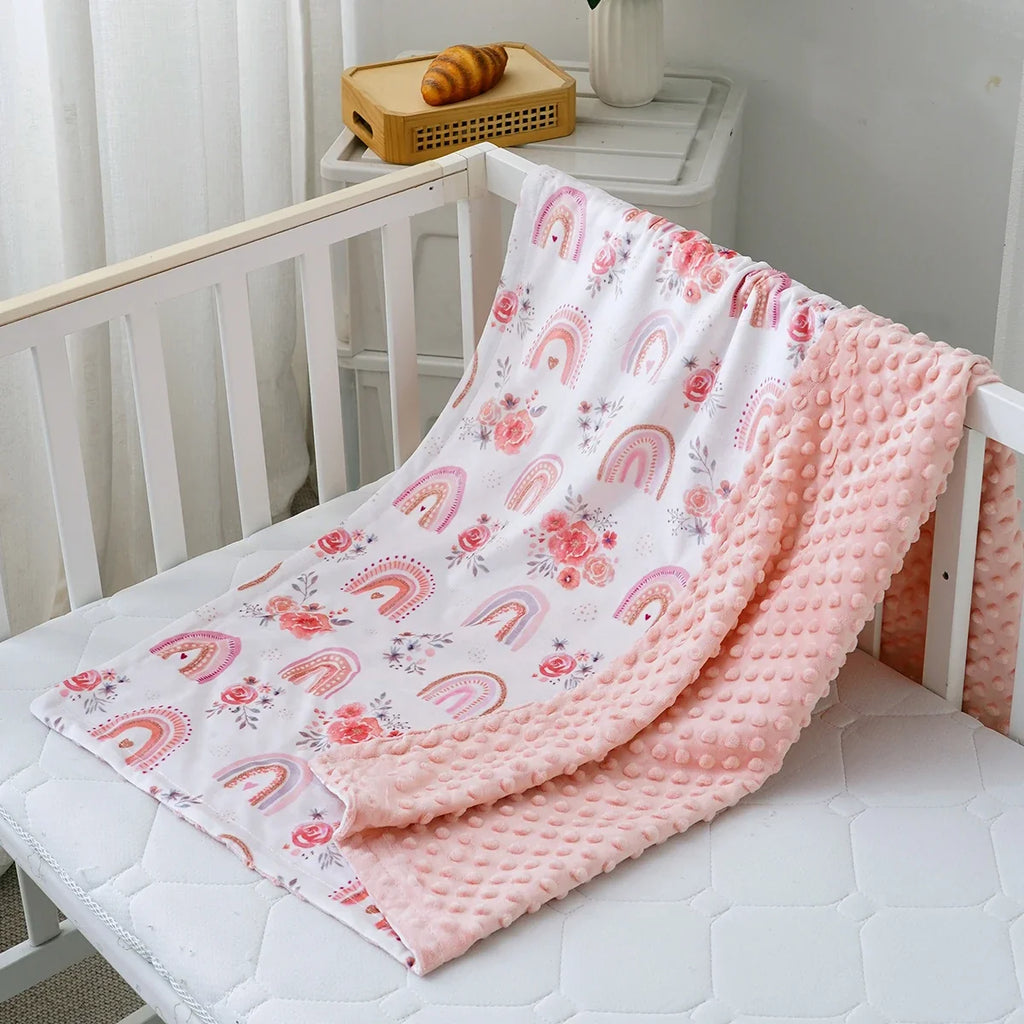 1PC Baby Blanket, Soft Plush Minky Blanket with Double Layer Dotted Backing for Toddler, Multicolor Printed 30 X 40 Inch by FLIPSTYLEZLLC