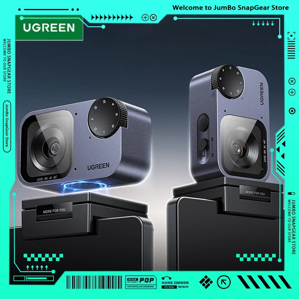 UGREEN FineCam Pro AI Smart PC 4K Webcam Auto Framing PDAF Focu Gesture Control AI Noise-Canceling Mic for Streaming Camera by FLIPSTYLEZLLC
