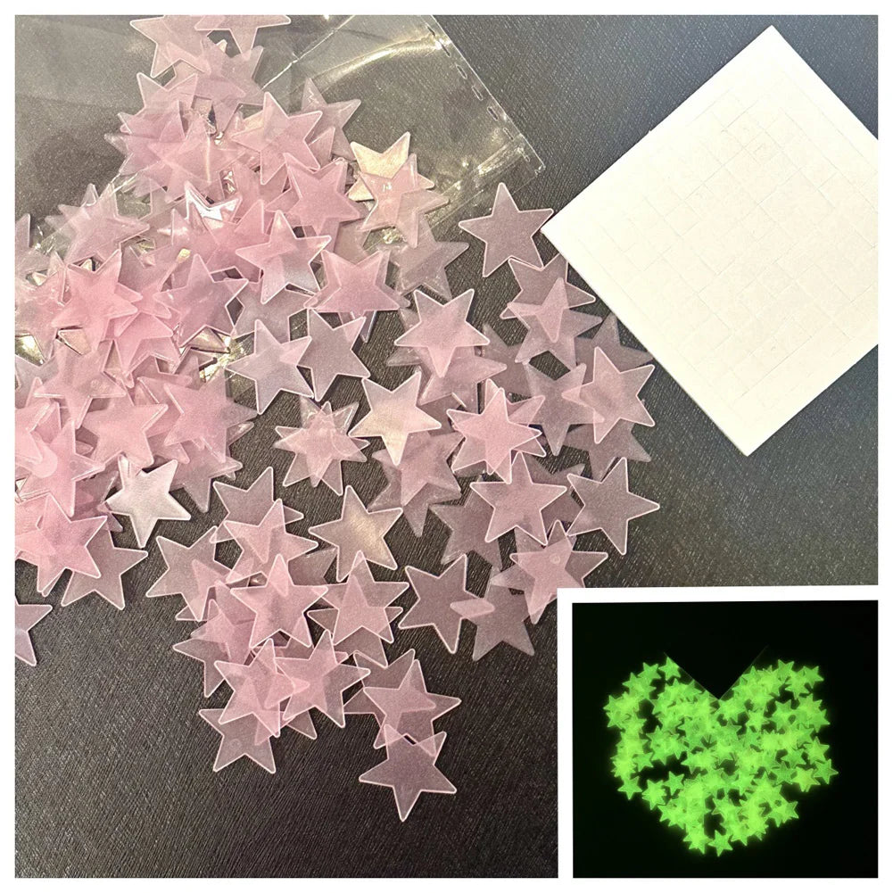 100Pcs Multicolored Little Stars Luminous Wall Stickers Kids Room Decoration Glow In The Dark Decals DIY Star Home Decor Paster by FLIPSTYLEZLLC
