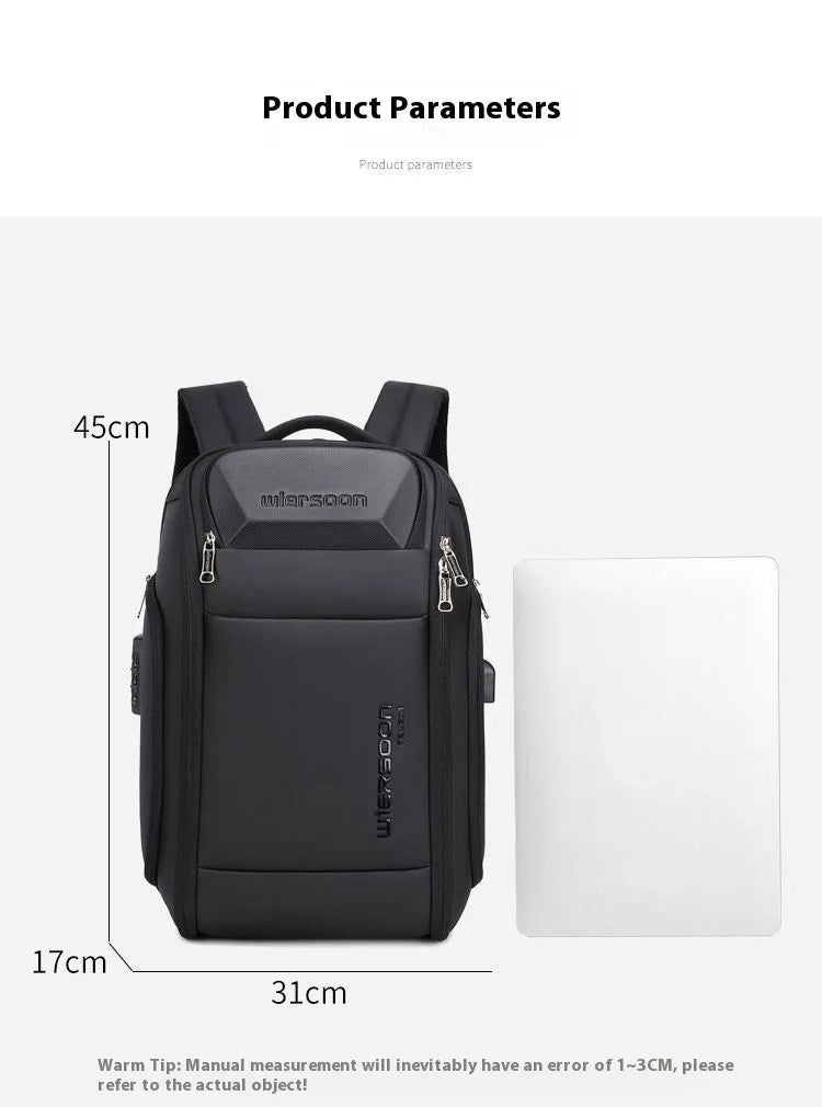 Wiersoon Backpack For Men Waterproof Backpack Large Capacity Business Trip Multifunctional Password Anti-theft Laptop Bag by FLIPSTYLEZLLC
