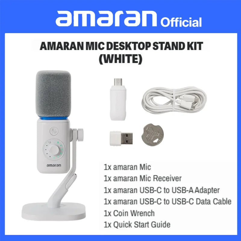 amaran Mic Wireless Desktop Microphone AI Noise Reduction 30mm Capsule 50m Range 60 Hours Battery for Podcasts Livestreams by FLIPSTYLEZLLC