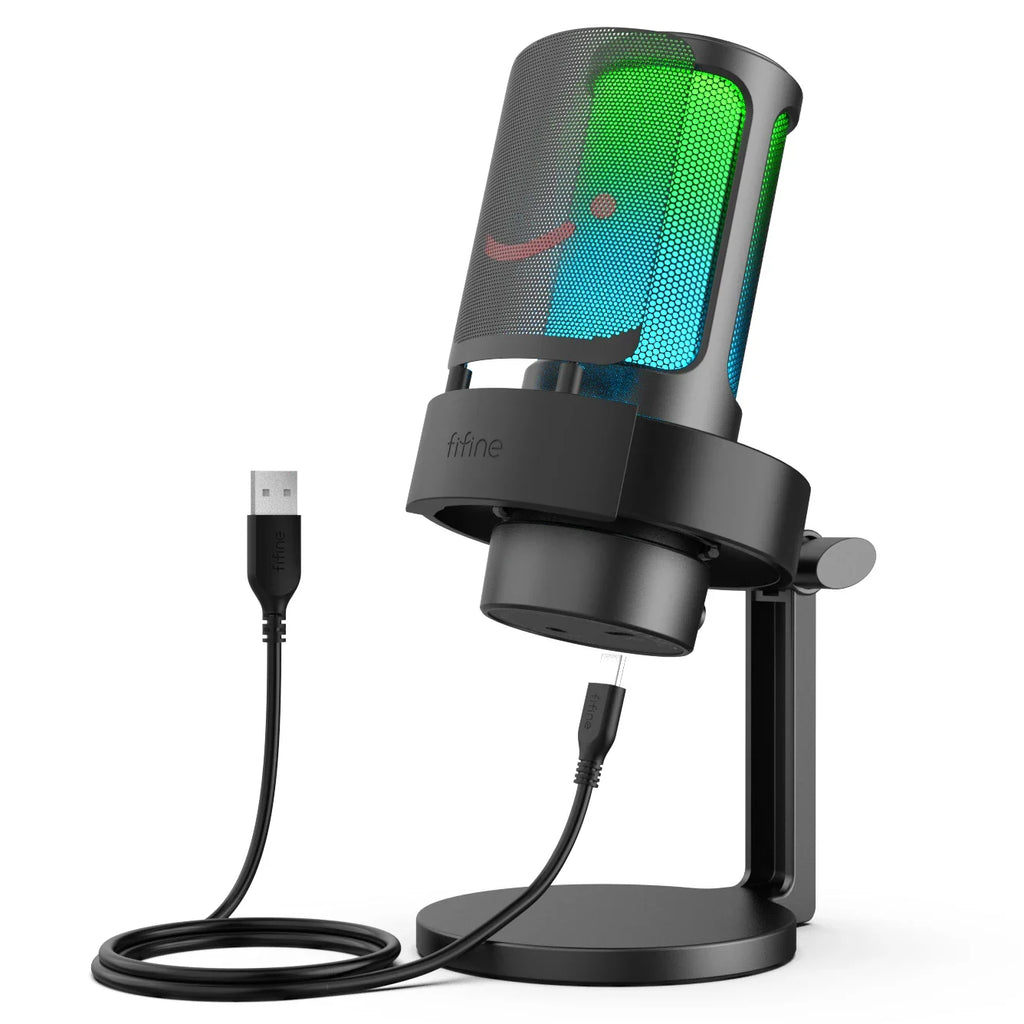 FIFINE USB Microphone for Recording and Streaming on PC and Mac,Headphone Output and Touch-Mute Button,Mic with 3 RGB Modes -A8 by FLIPSTYLEZLLC