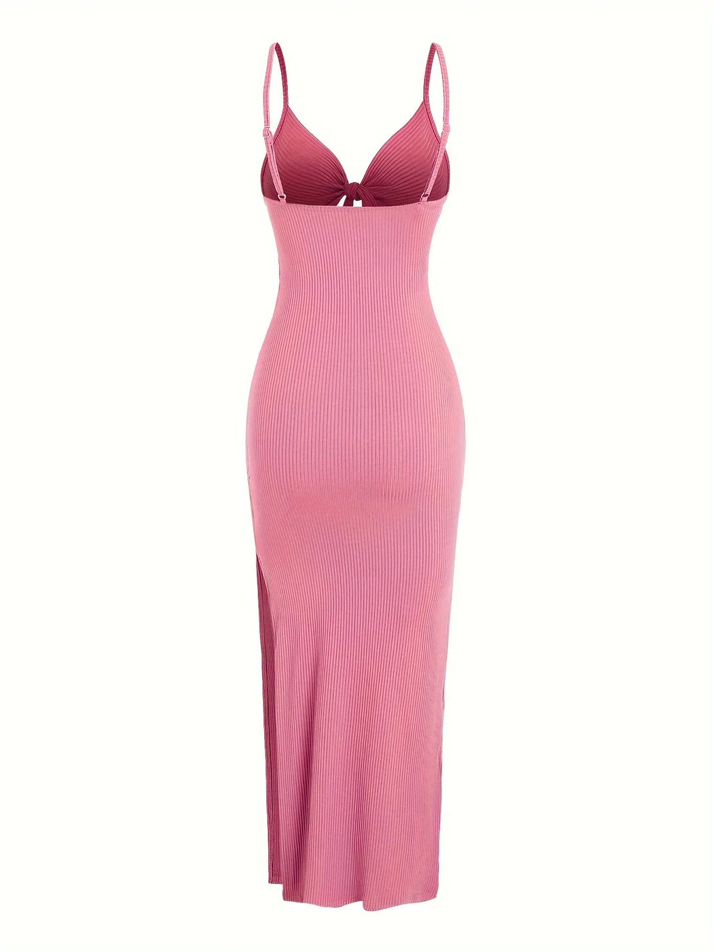 knit simple sleeveless suspender dress leaking back and sexy long skirt with neck. by nowadaysfashion