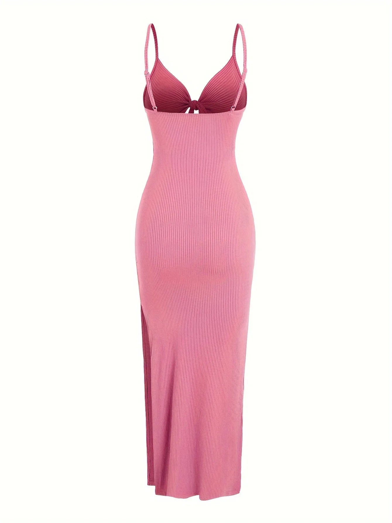 knit simple sleeveless suspender dress leaking back and sexy long skirt with neck. by nowadaysfashion