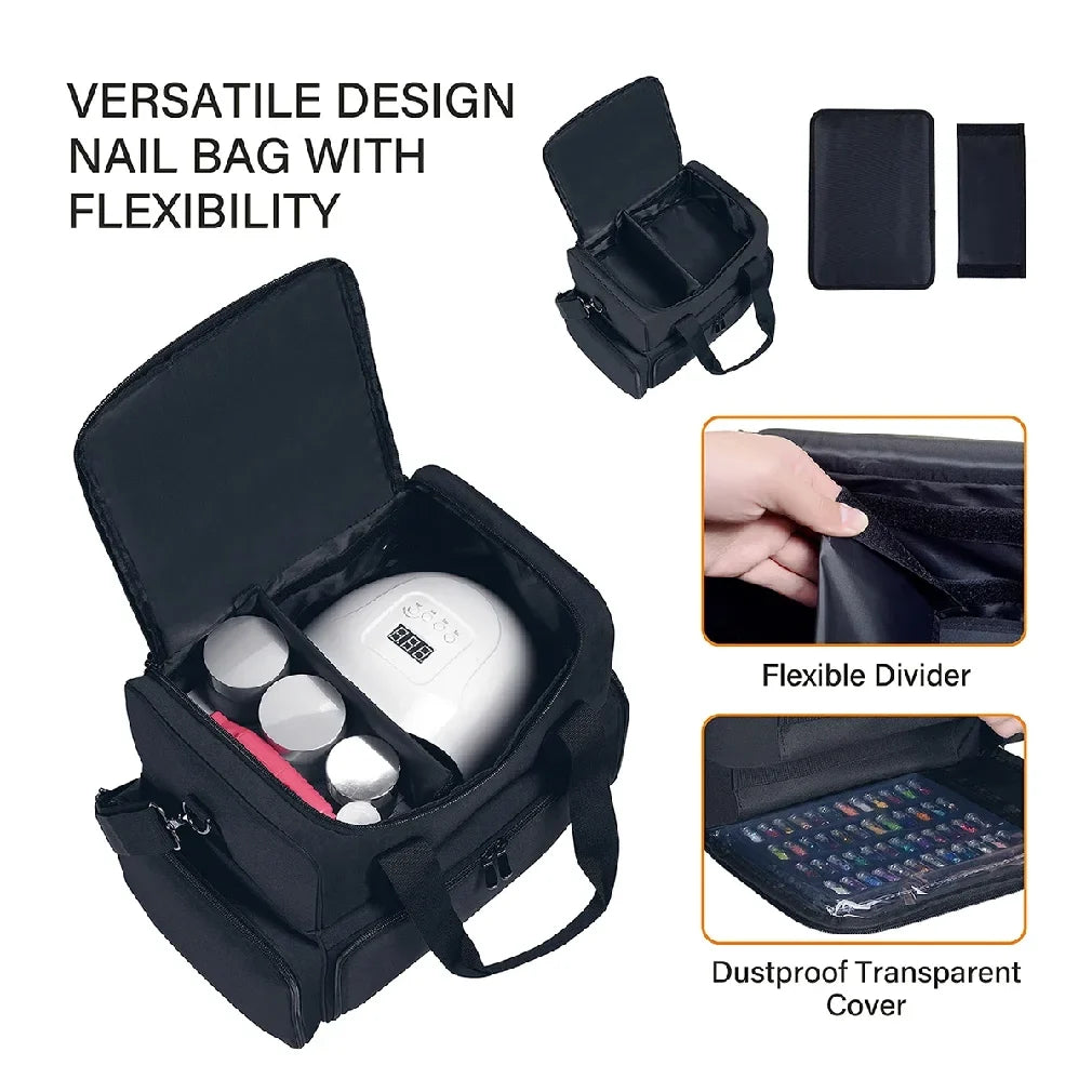 80-Bottle Large Capacity Nail Polish Organizer Case - Portable Travel Storage with 2 Removable Bags, and Essential for Womens Ma by FLIPSTYLEZLLC