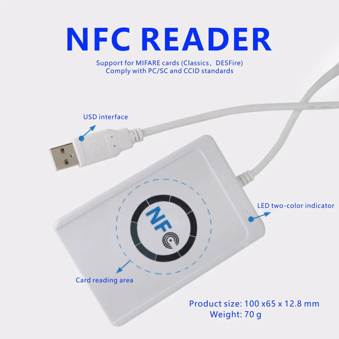 ACR122U RFID IC Smart Card Reader Contactless Writer Copier Duplicator Writable Clone NFC USB S50 13.56mhz M1 Card Copier by FLIPSTYLEZLLC