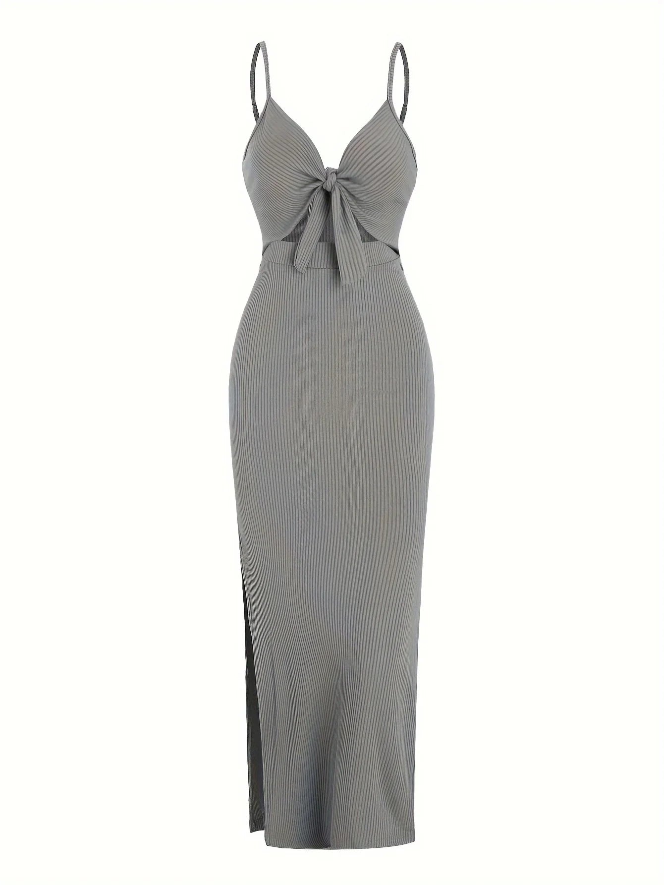 knit simple sleeveless suspender dress leaking back and sexy long skirt with neck. by nowadaysfashion