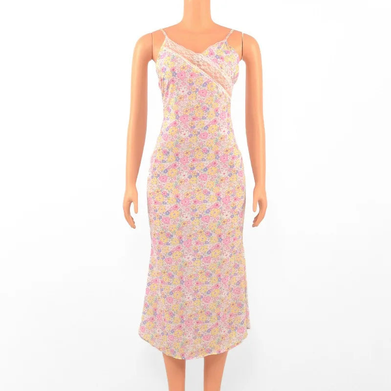 Print Sleeveless Strap Backless Lace Bodycon Dress by nowadaysfashion