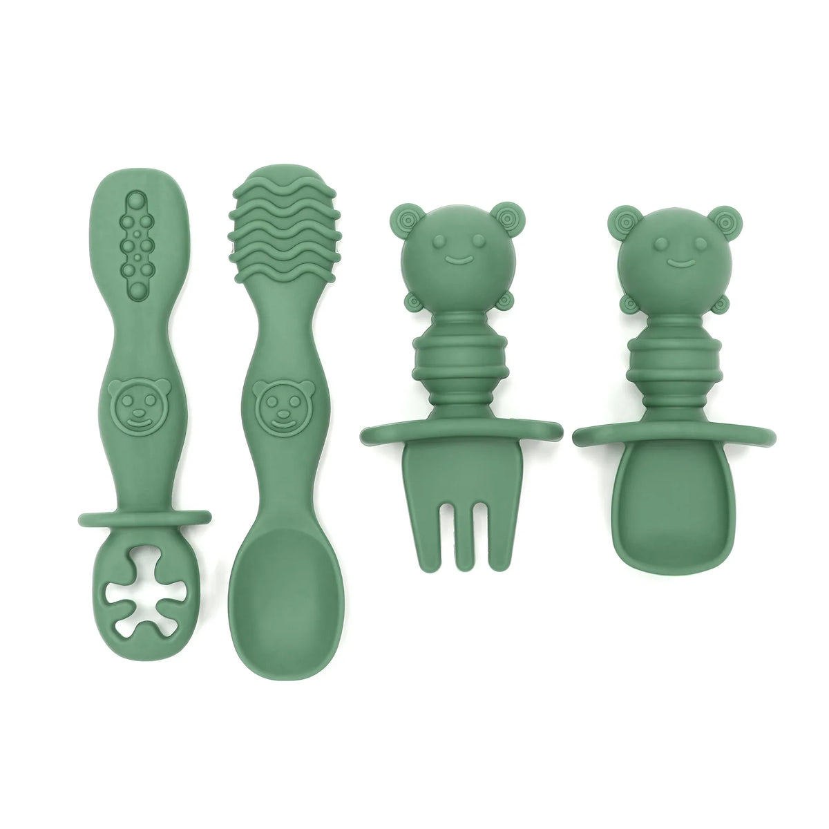4pcs Silicone Spoon & Fork Set Long & Short Handles for Different Feeding Needs Baby Self-feeding Training Baby Birthday Gift by FLIPSTYLEZLLC