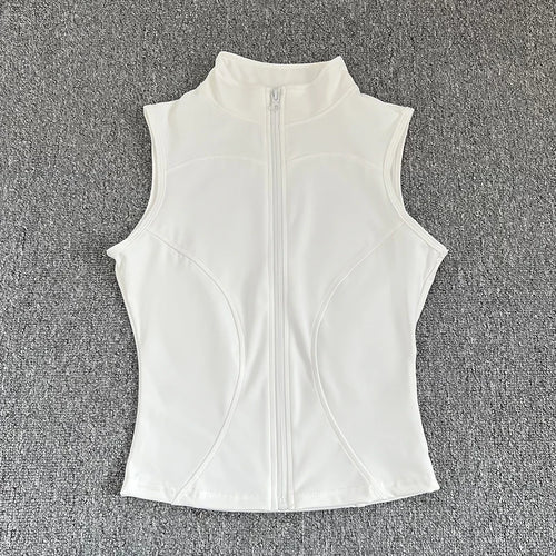 Women's Slim Fit Sport Sleeveless Top Quick Dry Elastic Stand Collar by AliExpress