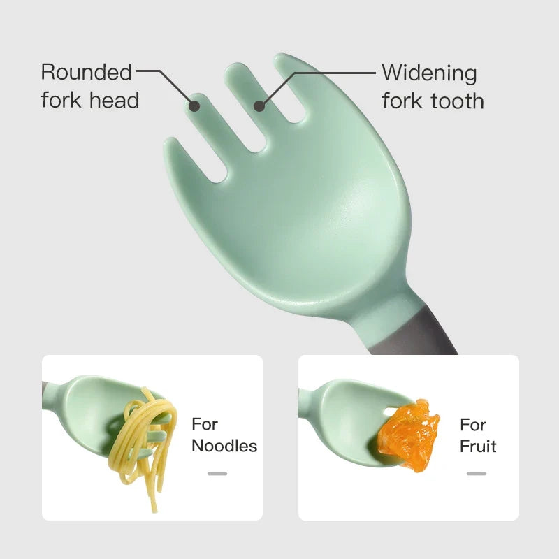 BPA Free Infant Baby Kids Children Feeding Training Non-Slip Flexible Twisting Fork Spoon Tableware by FLIPSTYLEZLLC