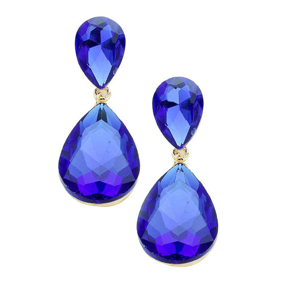 Women's Glass Crystal Teardrop Evening Dangle Earrings by Madeline Love