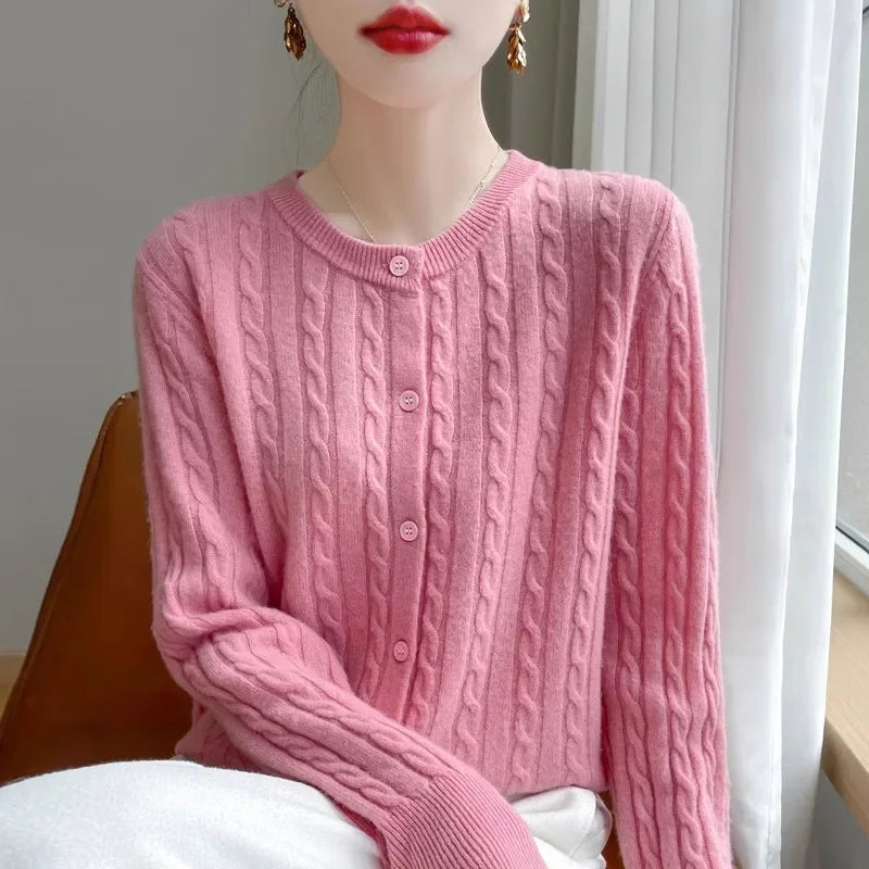 Long Sleeve Knitted O-neck Basic Thick Warm Cardigan by Trendy Attic Store01