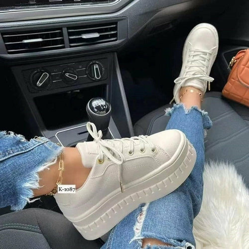 Casual Platform Women's Shoes Flat Womens Sneakers by Silver Juneberry