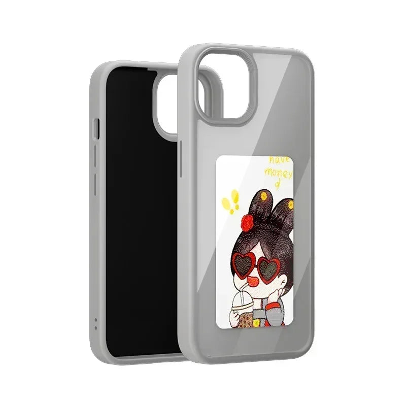 NFC Smart Screen Projection E Ink Painting Picture Phone Case For iPhone 17Pro Max 16 15 14 13 12Pro Cartoon Cover Battery Free by FLIPSTYLEZLLC