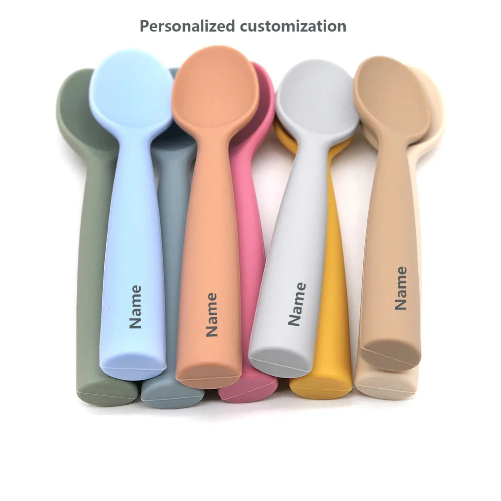Silicone Spoon Personalized Custom Name Silicone Material Soft Spoon Baby Practice Use Suitable by FLIPSTYLEZLLC